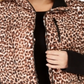 Calvin Klein Women's Plus Leopard Print Puffer Vest -Brown Size 0X