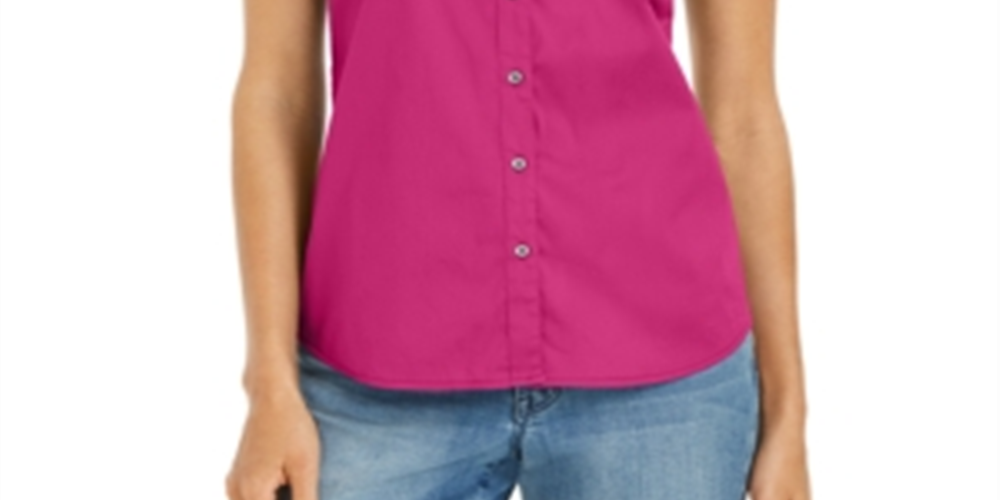 Charter Club Women's Button Front Top Pink Size 4