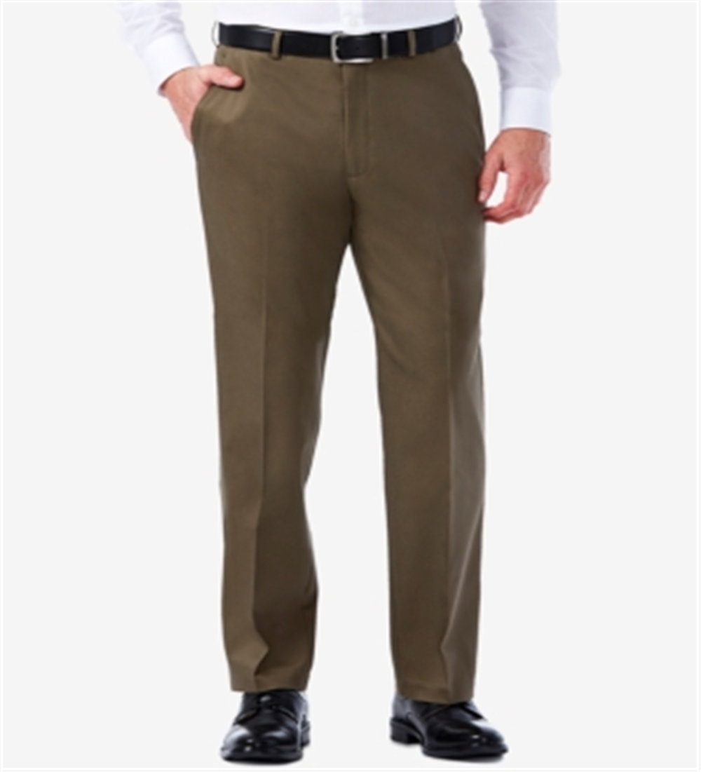 Haggar Men's Premium No Iron Classic Fit Flat Front Pants Green Size 44X32