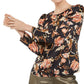 INC International Concepts Women's Floral Print Puff Sleeve Top Black Size Medium