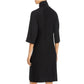 Eileen Fisher Women's Wool Mock Neck MIDI Dress Black Size Large