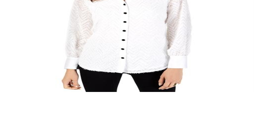 Alfani Women's Fringe Long Sleeves Button Down Top Brown Size X-Large