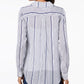 INC International Concepts Women's Striped Flap Pocket Shirt Blue Size X-Small