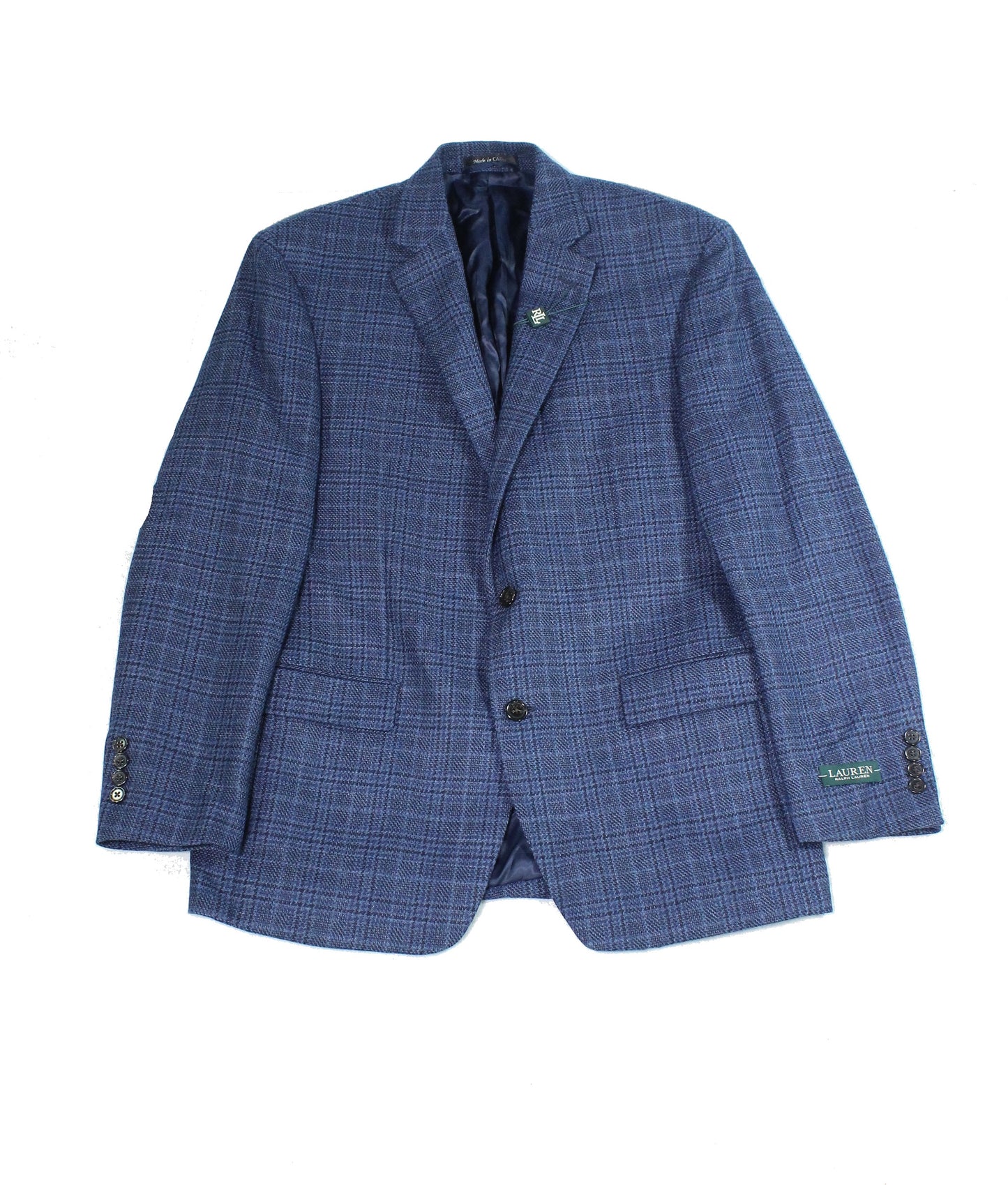 Ralph Lauren Men's Tweed Notch Collar Wool Blazer Blue Size 44