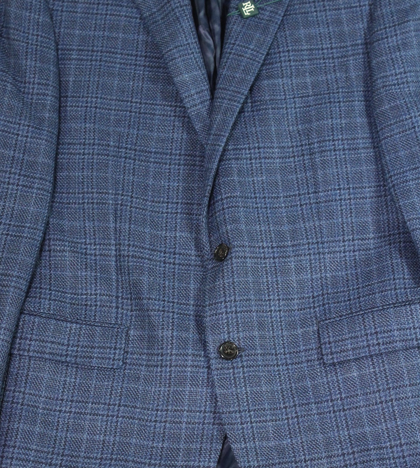 Ralph Lauren Men's Tweed Notch Collar Wool Blazer Blue Size 44
