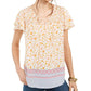 Style & Co Women's Smocked Split Neck Top Yellow Size Medium