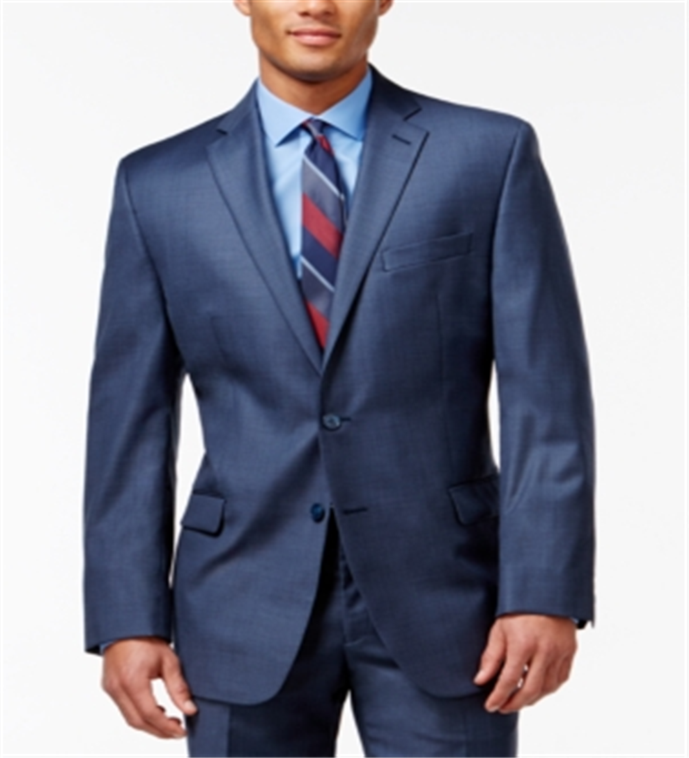 Calvin Klein Men's Wool Slim Fit Two Button Suit Jacket Blue Size 44