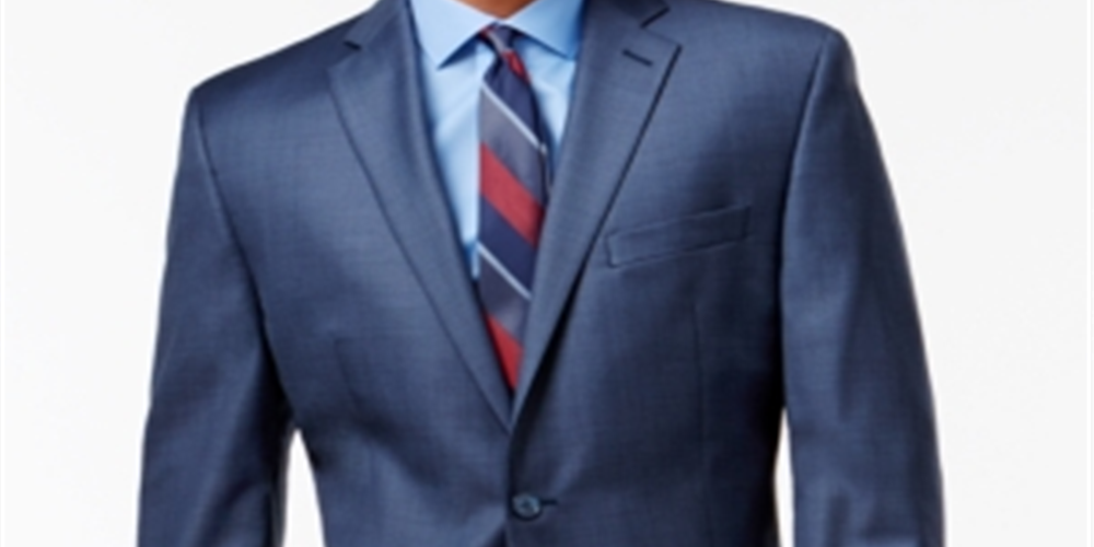 Calvin Klein Men's Wool Slim Fit Two Button Suit Jacket Blue Size 44