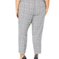 Calvin Klein Women's Plus High Waisted Houndstooth Ankle Pants Gray Size 22W