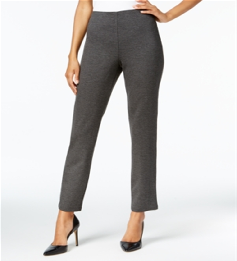 JM Collection Women's Ponte Pull on Straight Leg Pants Gray Size Petite XL