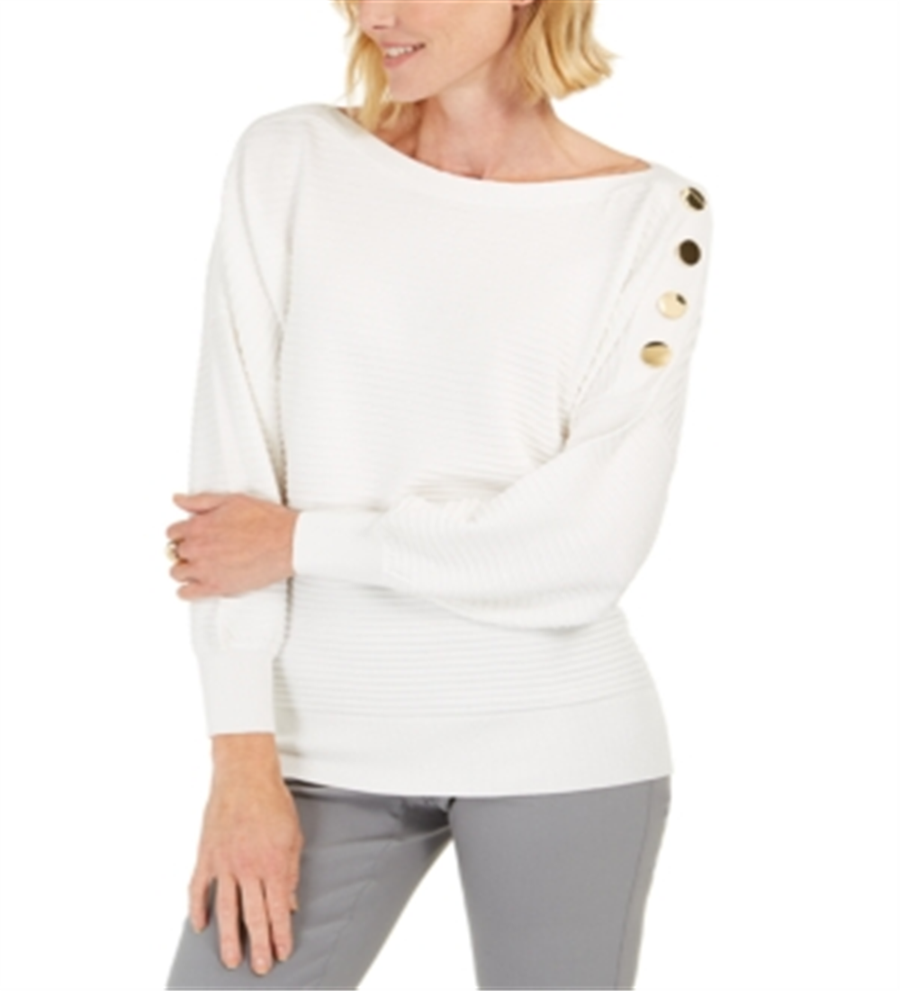 JM Collection Women's Button Sleeve Sweater Brown Size X-Small