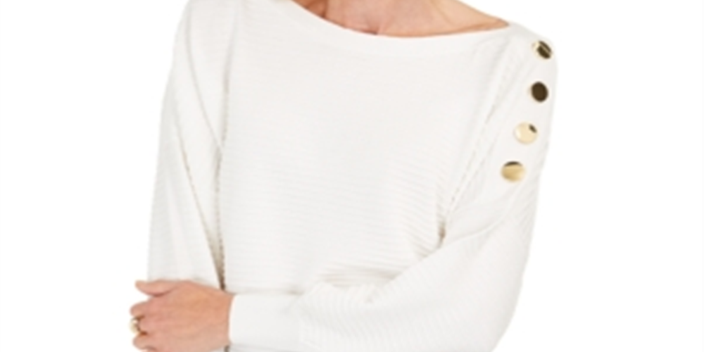 JM Collection Women's Button Sleeve Sweater Brown Size X-Small
