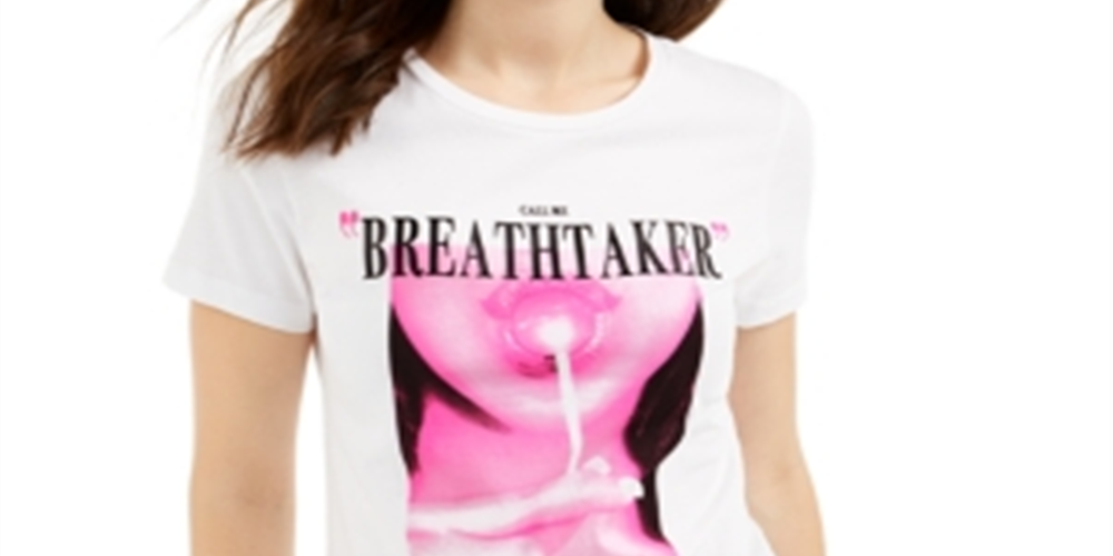 Guess Women's Heart Breaker Cotton Graphic T-Shirt White Size Large