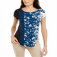 Alfani Women's Python Flank Teal Printed T-Shirt Blue Size Small
