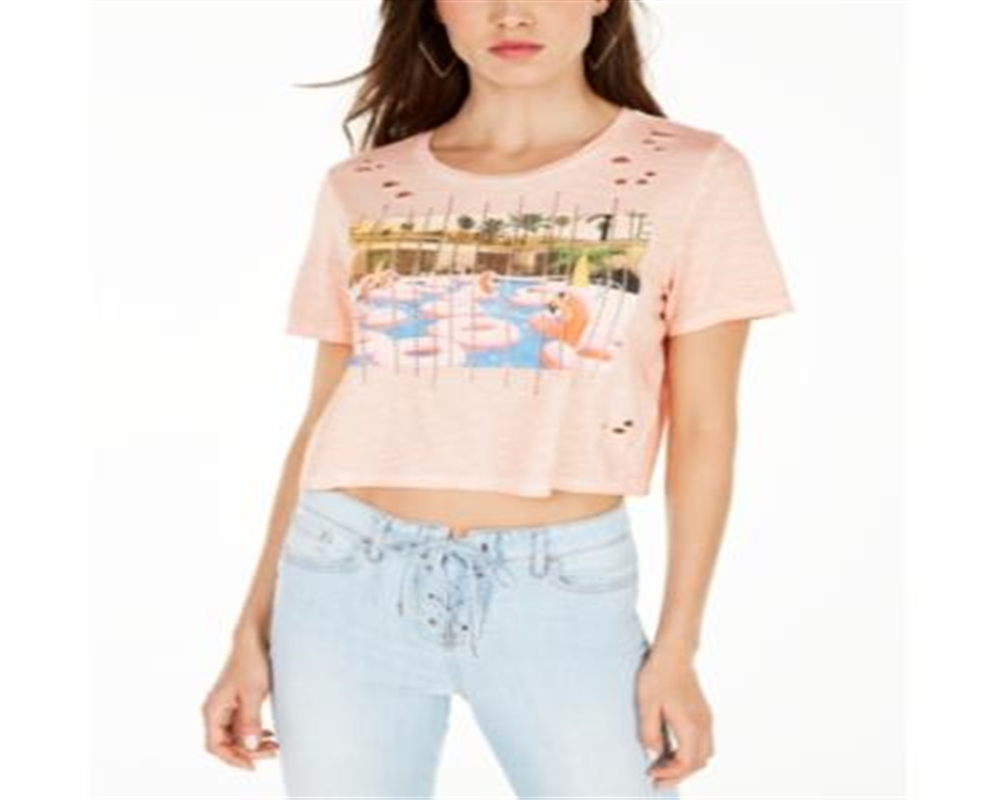 Guess Women's Pool Daze Cropped T-Shirt Black Size Large