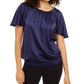 Alfani Women's Mulberry Bow Back Satin Blouse Purple Size Large