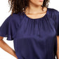 Alfani Women's Mulberry Bow Back Satin Blouse Purple Size Large