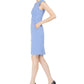 Anne Klein Women's Sleeveless Jewel Neck Above the Knee Sheath Wear to Work Dress Blue Size 12