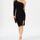 विंस कैमूटो महिलाओं के लिए साइड स्लिट वन शोल्डर कॉकटेल और पार्टी ड्रेस ब्लैक साइज़ 4