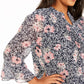 Charter Club Women's Plus Floral Print Pleated Top Blue Size 1X