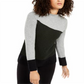 Alfani Women's Colorblocked Sweater Gray Size Small