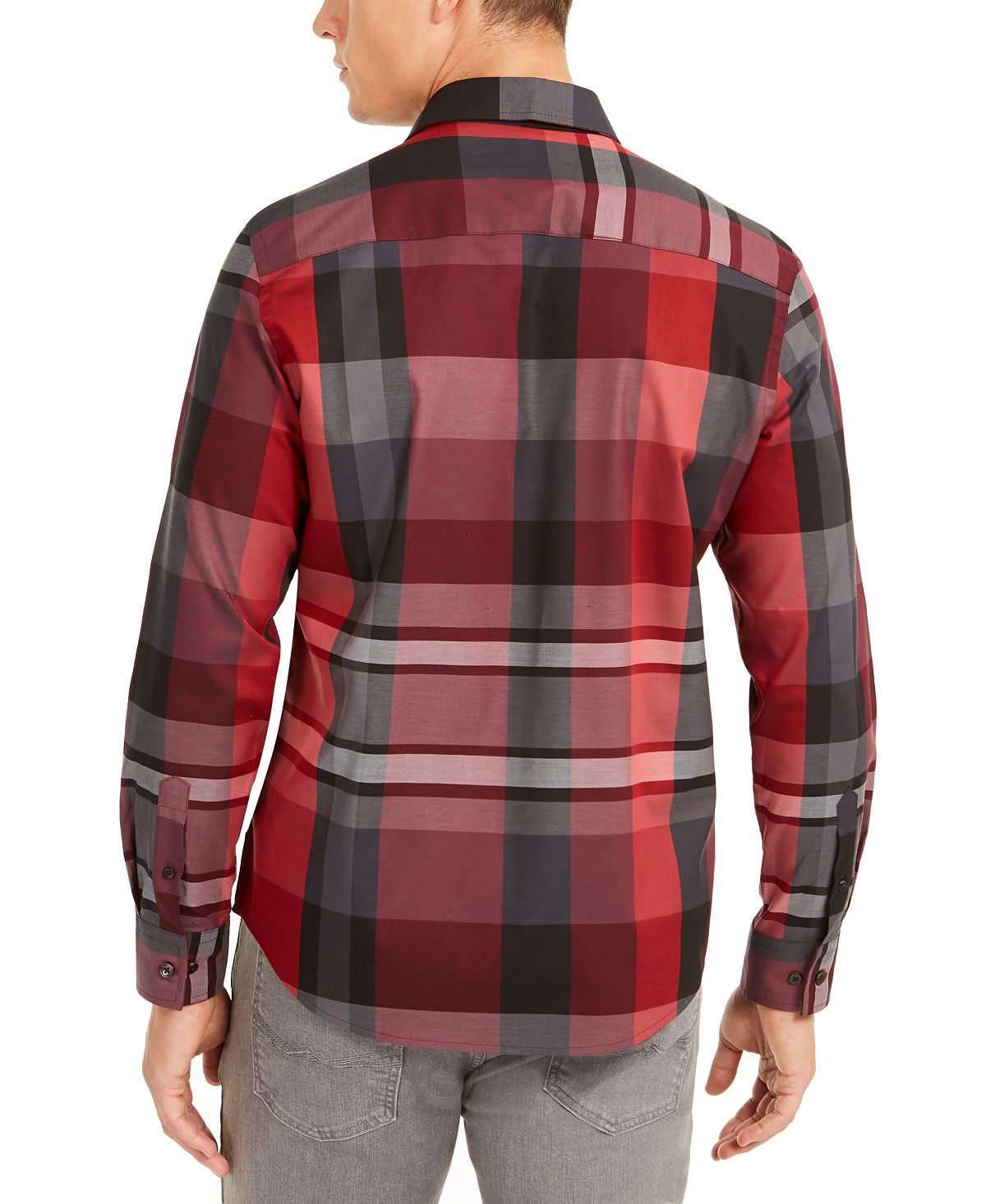 Alfani Men's Classic Fit Plaid Shirt Red Size Small