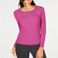 INC International Concepts Women's Shoulder Zip Pullover Sweater Pink Size X-Small