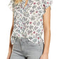 Lucky Brand Women's Printed Tulip Sleeve Top White Size XL