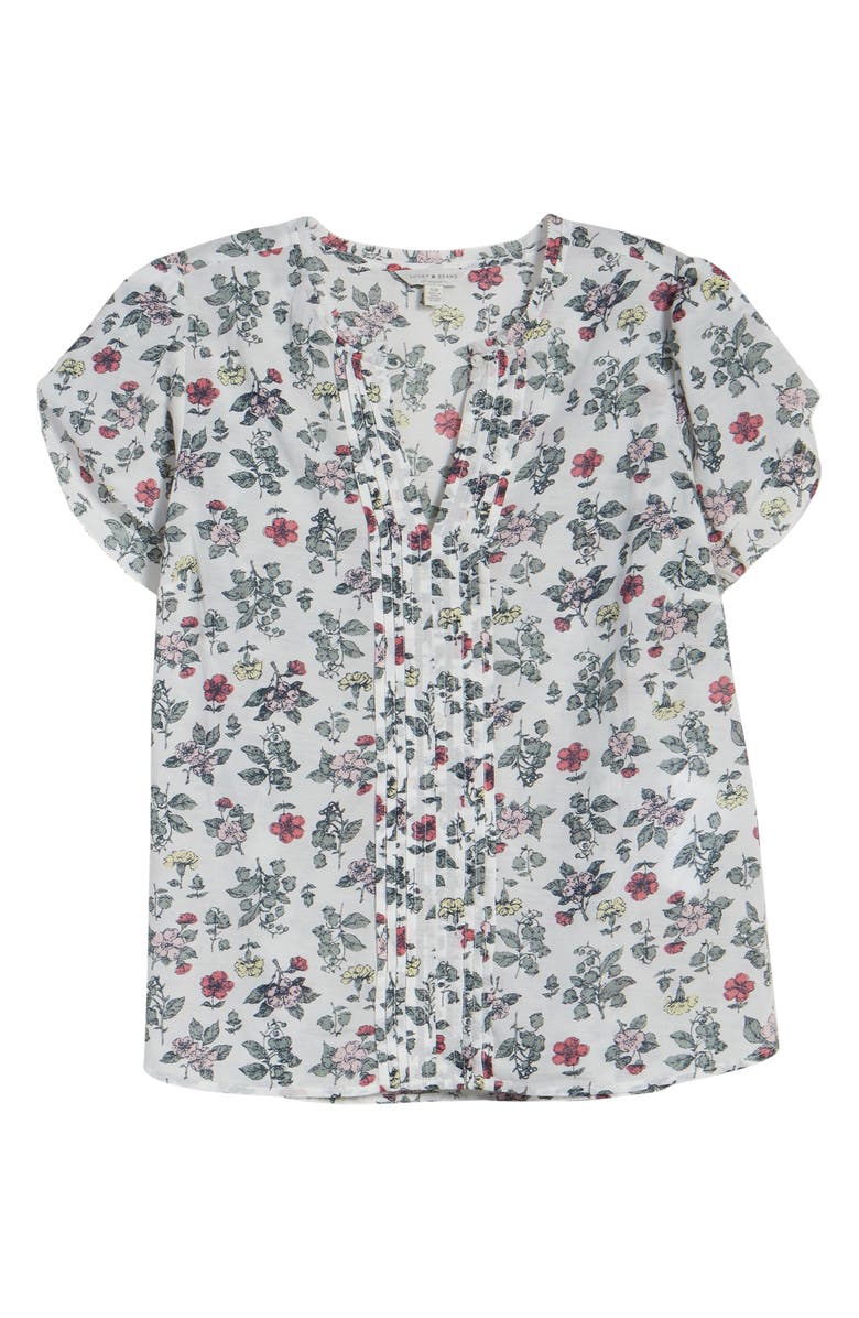 Lucky Brand Women's Printed Tulip Sleeve Top White Size XL