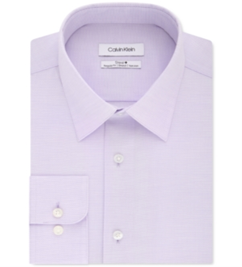 Calvin Klein Men's Steel Classic Regular Non Iron Stretch Performance Dress Shirt Gray Size 14.5X32-33