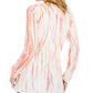 Style & Co Women's Tie Dye Peasant Top Orange Size X-Small