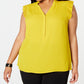 Alfani Women's Plus Pleat-Detail Blouse Yellow Size 3X