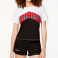 Ultra Flirt Junior's Colorblocked Chevron Stripe T-Shirt Pink Size Medium