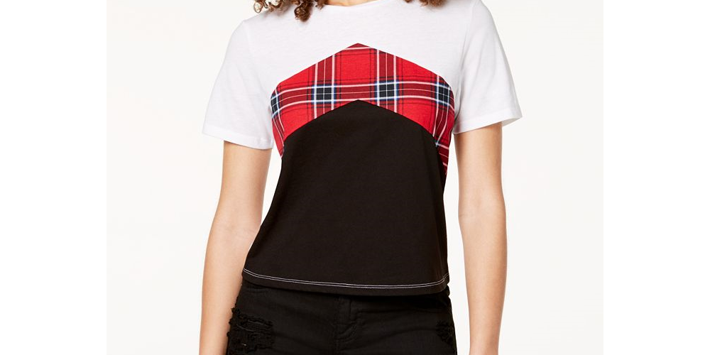 Ultra Flirt Junior's Colorblocked Chevron Stripe T-Shirt Pink Size Medium