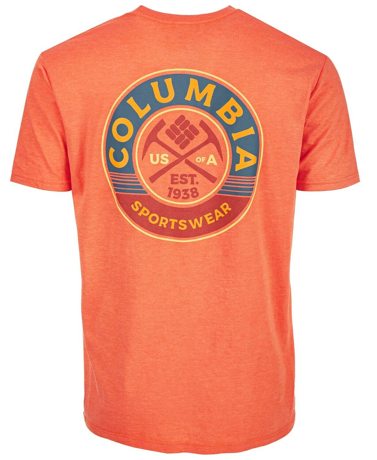 Columbia Sportswear Mens Graphic Heathered Logo T-Shirt Orange Size Small