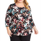 JM Collection Women's Plus Printed Top Black Size 0X