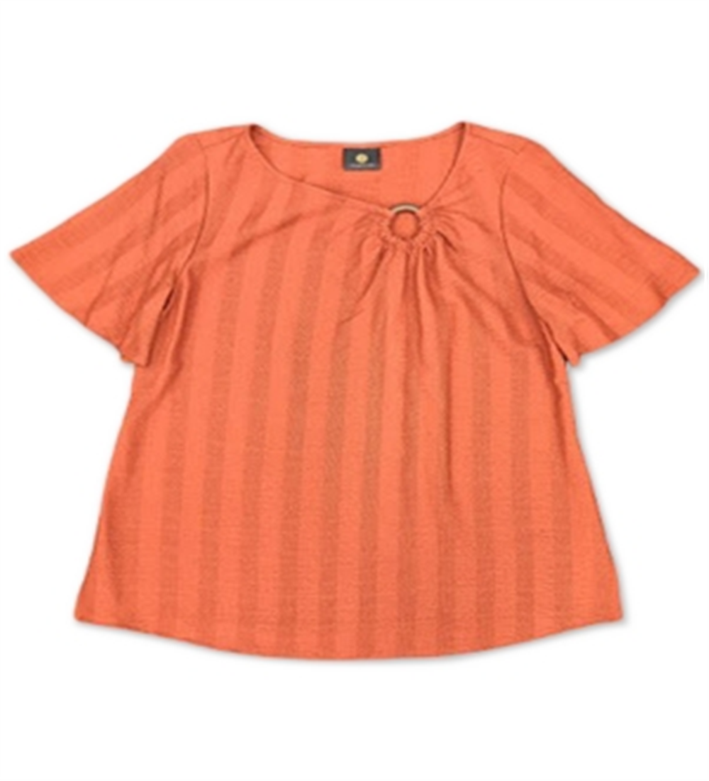 JM Collection Women's Striped O Ring Top Orange Size Petite Small