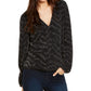 INC International Concepts Women's Metallic Surplice Top Black Size Small