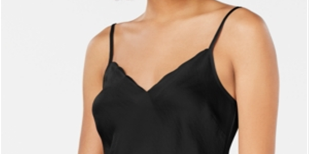 INC International Concepts Women's Scalloped Neck Camisole Pajama Top Black Size XS