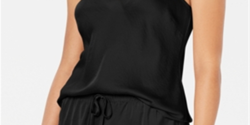 INC International Concepts Women's Scalloped Neck Camisole Pajama Top Black Size XS