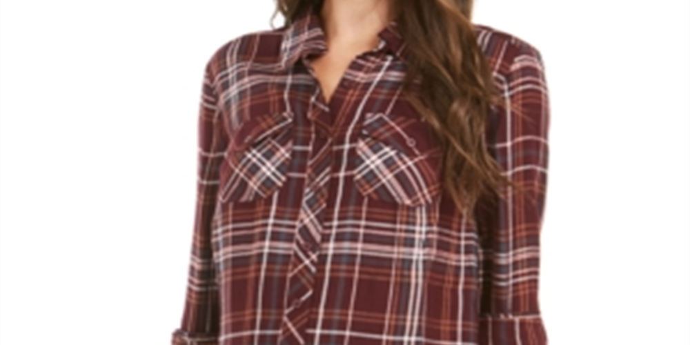Style & Co Women's Plaid Tunic Purple Size XX-Large