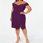 Morgan & Company Women's Plus Off the Shoulder Side Slit Cocktail Dress Purple Size 16W
