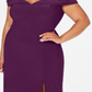 Morgan & Company Women's Plus Off the Shoulder Side Slit Cocktail Dress Purple Size 16W