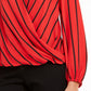 INC International Concepts Women's Striped Long Sleeve V Neck Wear to Work Top Red Size Large