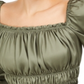 Bar III Women's Square Neck Smocked Puff Sleeve Top Green Size X-Large