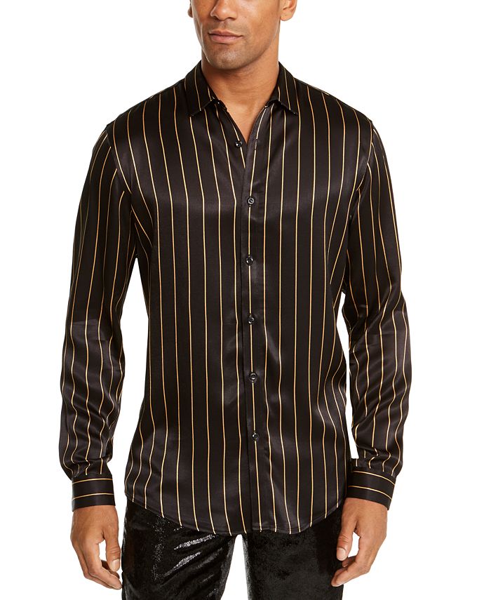 INC इंटरनेशनल कॉन्सेप्ट्स पुरुषों के लिए धारीदार कॉलर वाली ड्रेस शर्ट, काला, XXX-लार्ज साइज़