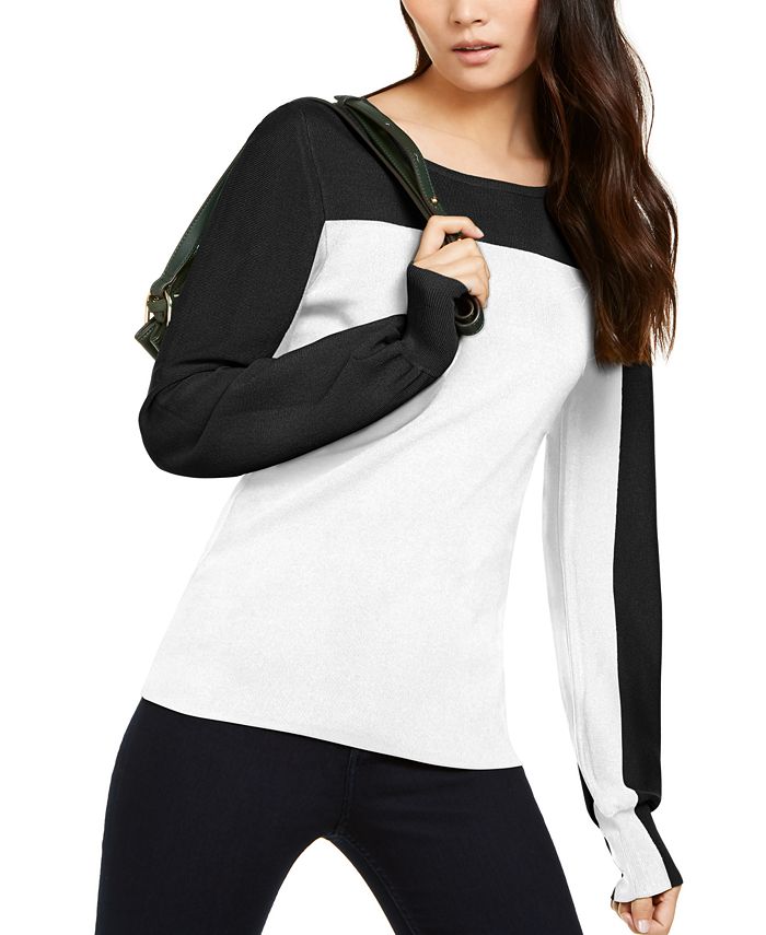 INC International Concepts Women's Colorblocked Sweater Black Size Large