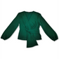 INC International Concepts Women's Drape Front Bishop Sleeve Blouse Green Size Medium