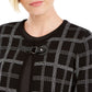 Kasper Women's Patterned Open Cardigan Sweater Black Size Petite Large