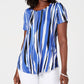 JM Collection Women's Printed Scoop Neck Top Blue Size Small